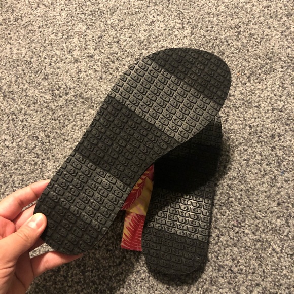 Sanuk Pink and Yellow Floral Twist Yoga Sling Sandals - Picture 3 of 4